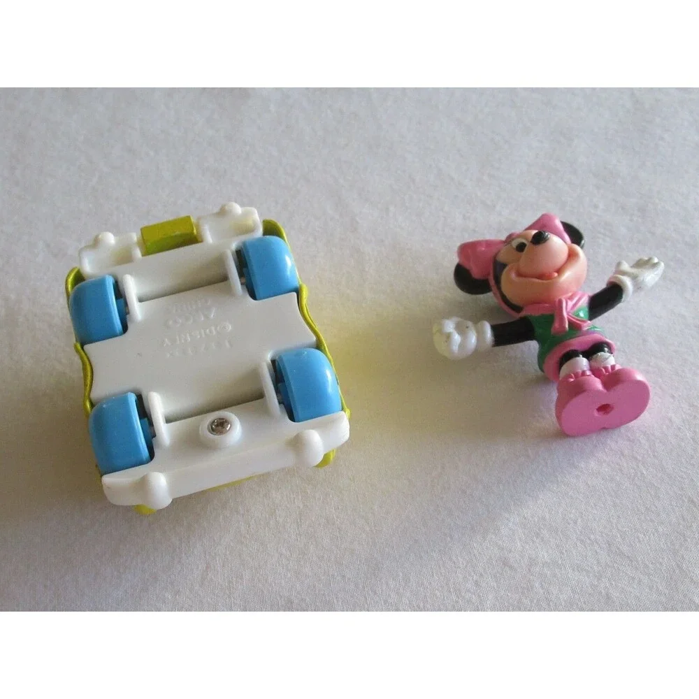 Vintage Disney Mickey Mouse Arco Yellow Die Cast Car W/ Minnie instead of Mickey